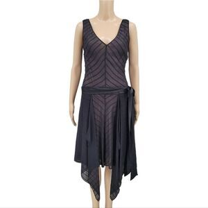BCBGMaxAzria Black Sheer Striped Dress